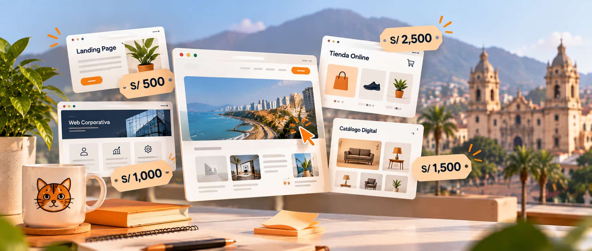 Diseño de página web en una laptop